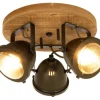 Sisustusvalaisimet*Aneta Lighting kattospotti Alaska 3-os. antiikkipuu/raudanharmaa