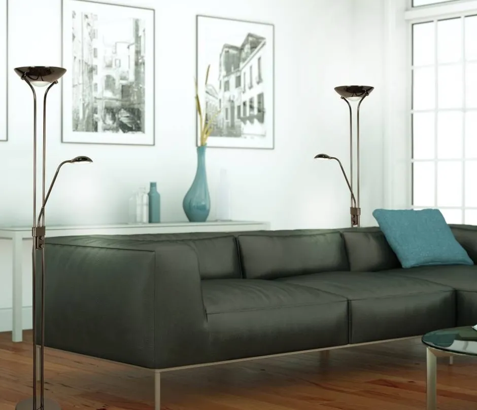 Sisustusvalaisimet*Aneta Lighting lattiavalaisin Nice LED uplight mustakromi