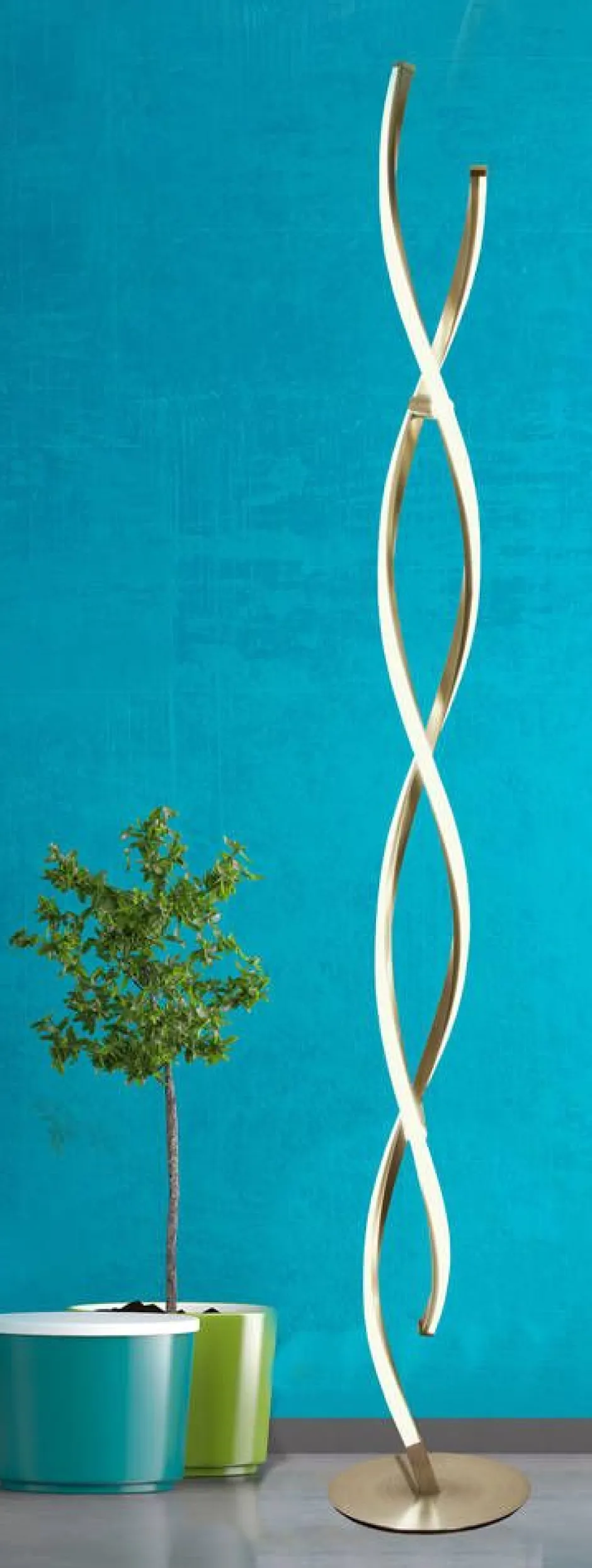 Sisustusvalaisimet*Aneta Lighting led lattiavalaisin Swirl teräs