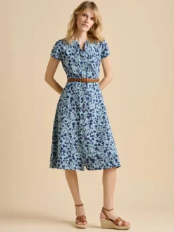 Brakeburn Vapaa-Ajan Mekot*mekko Shadow floral Midi Vaaleansininen