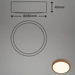 Briloner Sisustusvalaisimet*Runa LED-plafondi Ø 28 cm puu