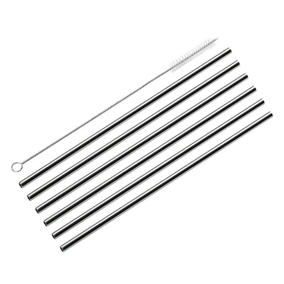 Cilio Juoma- Ja Baaritarvikkeet*teräspilli suora 6 kpl + puhdistusharja 22,5 cm