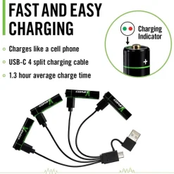 Coast Paristot|Lamput Ja Valaisintarvikkeet*paristo AAA USB-C 1.5V 4 kpl sis. latauskaapelin