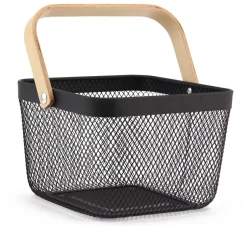 Create Home Ruoansäilytys Ja Järjestys*metallikori puukahvalla 24,5 cm musta