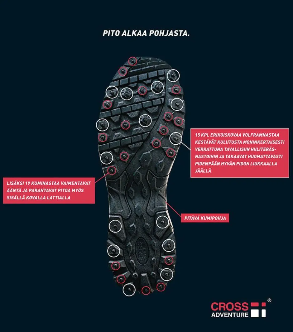 Cross Adventure Talvikengät*naisten nastakenkä MUSTA