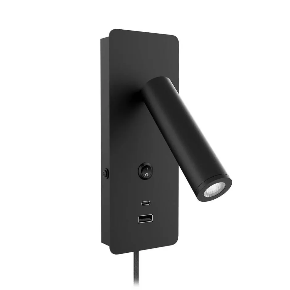 Design by Gru00f6nlund Sisustusvalaisimet*Design by Grönlund seinävalaisin Gent USB A+C musta
