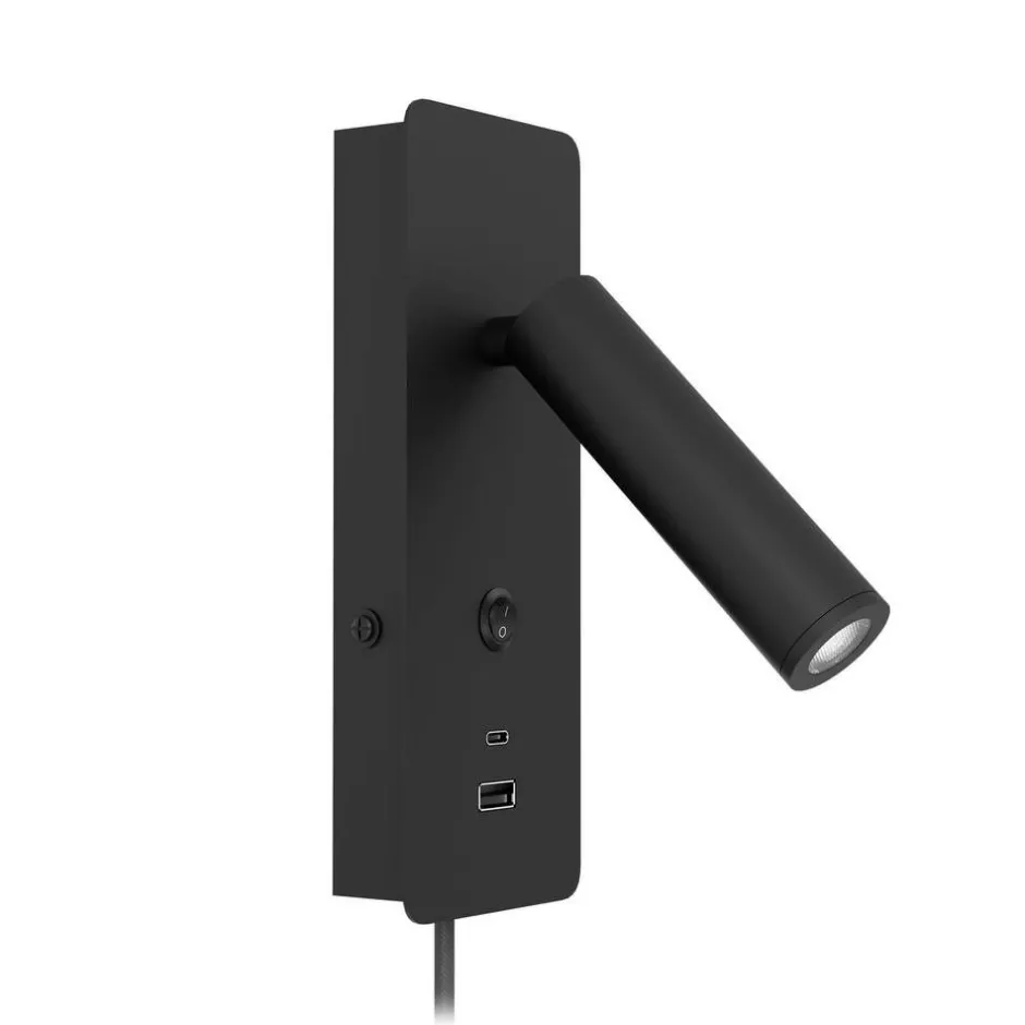 Design by Gru00f6nlund Sisustusvalaisimet*Design by Grönlund seinävalaisin Gent USB A+C musta