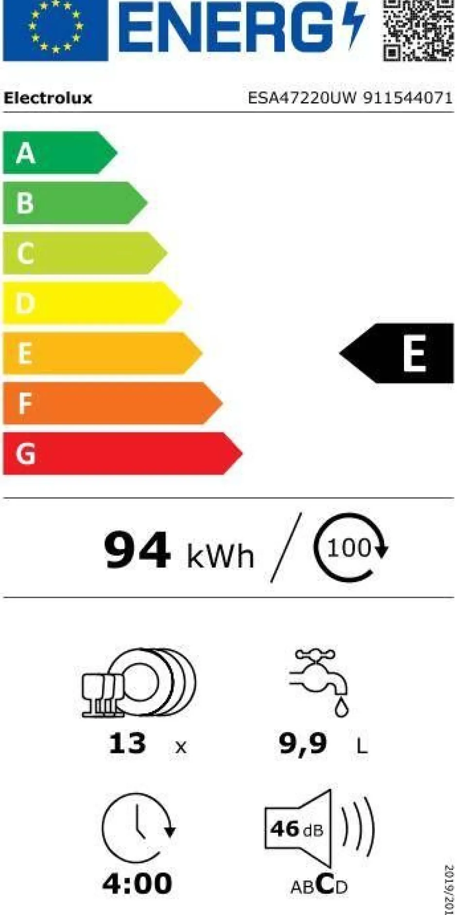 Electrolux Astianpesu*astianpesukone 60 cm ESA47220UW