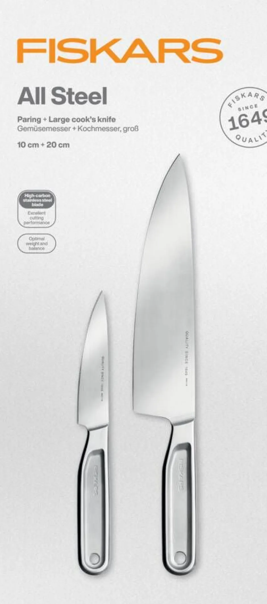 Fiskars Veitset Ja Leikkuulaudat*All Steel kokinveitsisetti 2 kpl