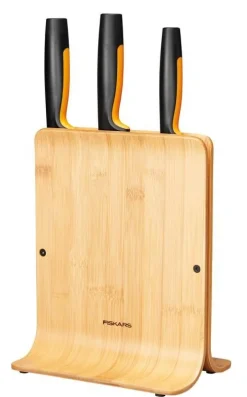 Fiskars Veitset Ja Leikkuulaudat*Functional Form veitsitukki bambu (sis. 3 veistä)