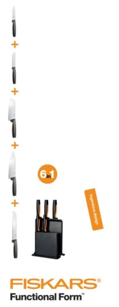 Fiskars Veitset Ja Leikkuulaudat*Functional Form veitsitukki muovi (sis. 5 veistä)