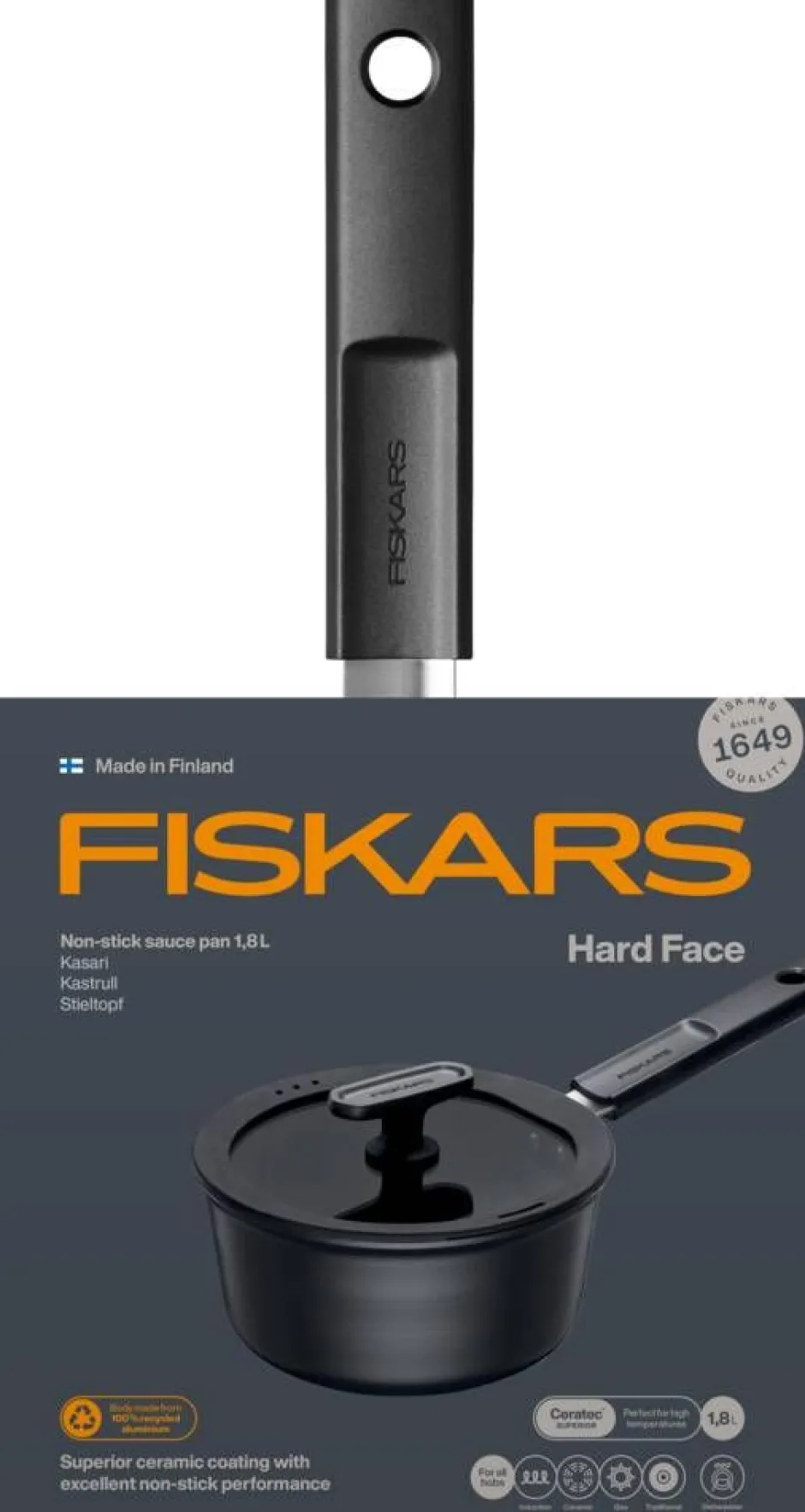 Fiskars Keittoastiat*Hard Face kasari 1,8 l kannella