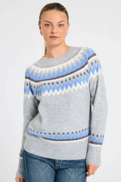 Freequent Neulepuserot*neule FqMayfair-pullover Medium grey mig w. Wedgwood / Harmaa-Sininen