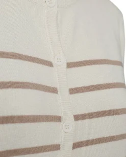 Freequent Neuletakit*neuletakki FqPixie-cardigan Offwhite w. Simply Taupe