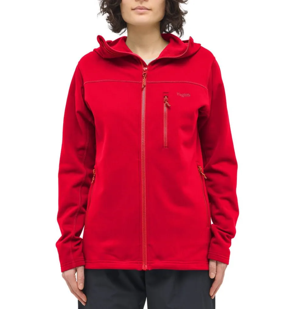 Haglu00f6fs Fleecet, Colleget Ja Hupparit*Haglöfs takki Rosson Mid Hood W 5RA Bright Red