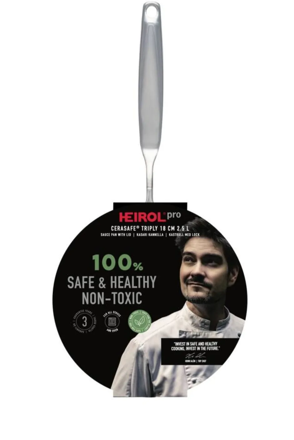 Heirol Keittoastiat*kasari kannella Cerasafe Triply 18 cm 2,5 l