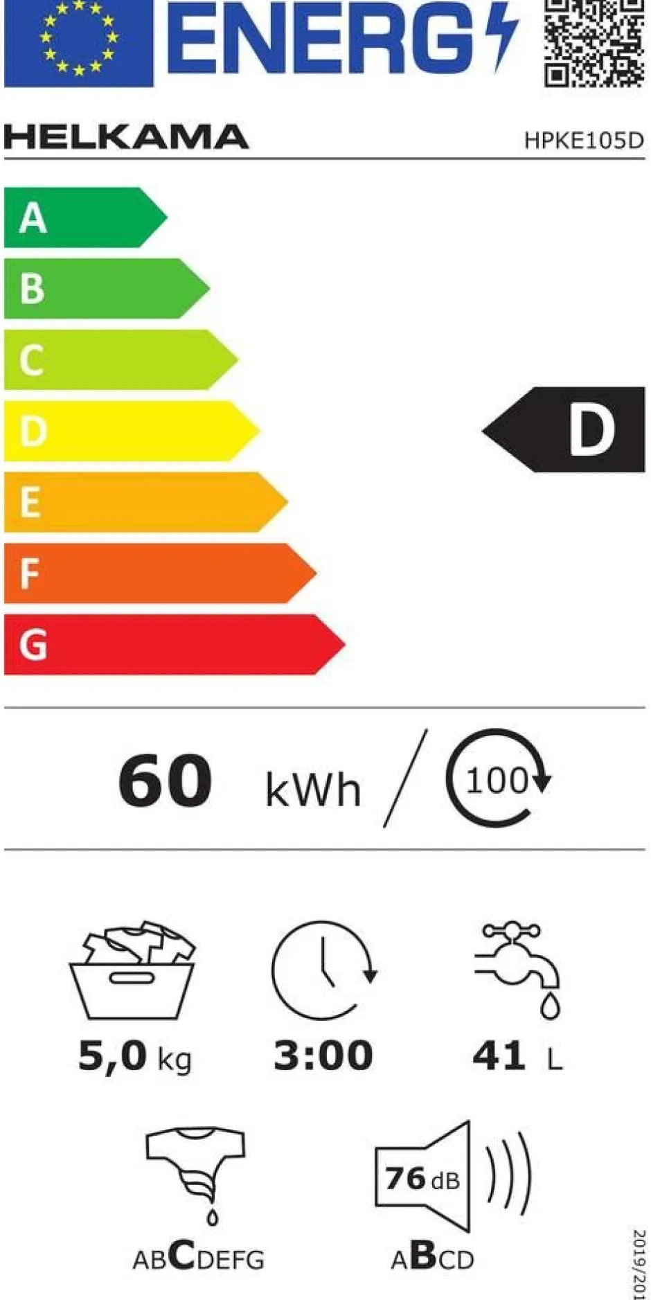 Helkama Pyykinpesu*pesukone HPKE105D 5 kg