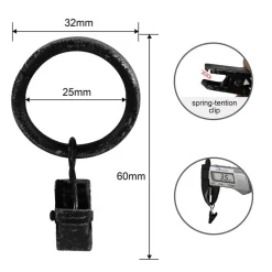 Ihanin Verhot Ja Verhotarvikkeet*verhorenkaat nipistimellä 25/32 mm mustakulta