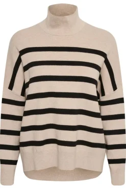 InWear Neulepuserot*neule TenleyIW Turtleneck pullover Sandstone / Black 301506