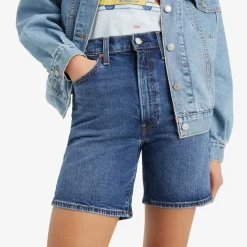 Levi's Shortsit Ja Caprit*farkkushortsit Ribcage Bermuda Short 0001 Basic farkkusininen