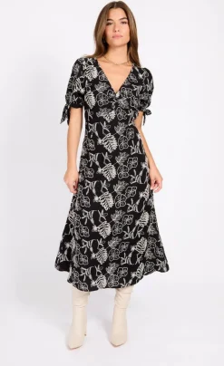 Little Mistress Vapaa-Ajan Mekot*mekko Black Cotton Midaxi Musta
