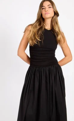 Little Mistress Vapaa-Ajan Mekot*mekko Black Cotton Maxi Musta