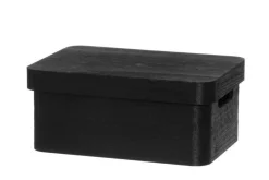 4Living Säilytyskorit Ja Laatikot|Ruoansäilytys Ja Järjestys*puulaatikko kannella 30x21x13 cm musta