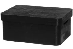 4Living Säilytyskorit Ja Laatikot|Ruoansäilytys Ja Järjestys*puulaatikko kannella 30x21x13 cm musta