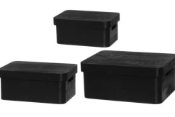 4Living Säilytyskorit Ja Laatikot|Ruoansäilytys Ja Järjestys*puulaatikko kannella 25x17x11 cm musta