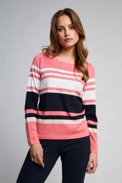 MICHA Neulepuserot*neule 177-145 Coral / Offwhite / Navy 77328
