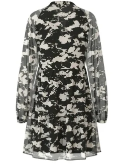 Object Lyhyet Juhlamekot*mekko Objgina Mila L/S Black AOP cloud dancer
