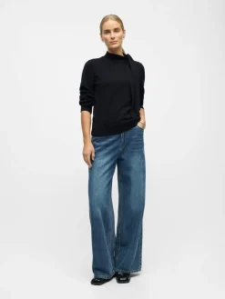 Object Neulepuserot*neule Objthess L/S Bow Black