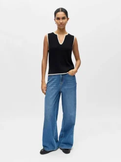 Object Liivit|Topit*neule Objviva S/L Black birch contrast