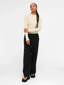 Object Trikoopaidat Ja Colleget*paita Objadrianna L/S O-Neck Sandshell