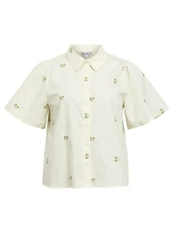 Object Puserot*pusero Objmolia S/S RE Cloud dancer emb flower