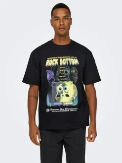 Only & Sons T-Paidat*t-paita Onsspongebob Black