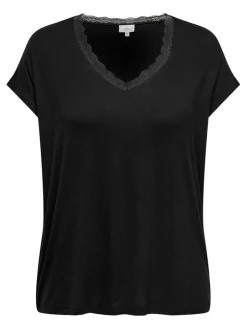 Only Carmakoma Trikoopaidat Ja Colleget*t-paita Carlacey Life Black lace