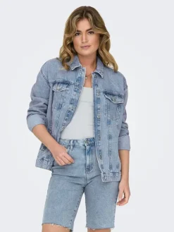 Only Jakut, Bleiserit Ja Farkkutakit|Kevät- Ja Syystakit*farkkutakki Onlocean L/S Oversize Light Blue Denim