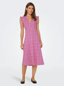 Only Vapaa-Ajan Mekot*mekko Onlmay Life Wrap Midi Raspberry rose mia ditsy