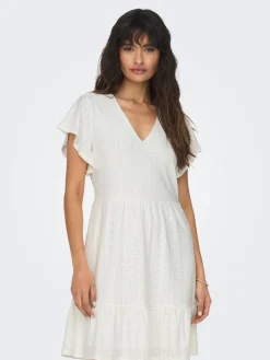 Only Vapaa-Ajan Mekot*mekko Onlsandra S/S V-neck Cloud dancer