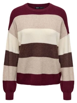 Only Neulepuserot*neule Onlatia L/S Stripe Zinfandel whitecap