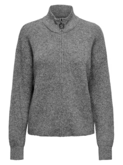 Only Neuletakit*neuletakki Onltokyo L/S Zip Dark grey melange