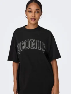 Only Trikoopaidat Ja Colleget*t-paita Onlriri S/S stones Black iconic
