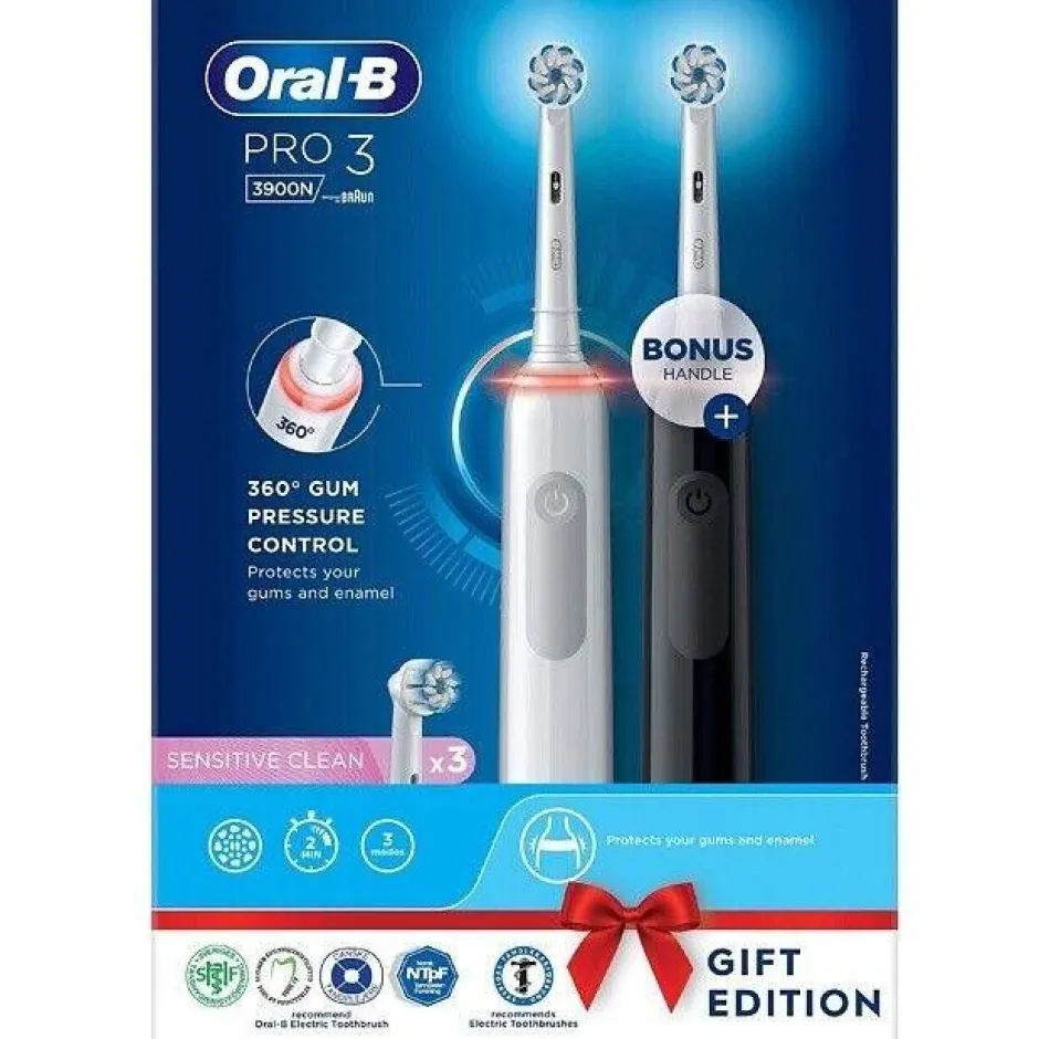 Oral-B Hammashoito*sähköhammasharja Pro 3 3900N tuplarungolla