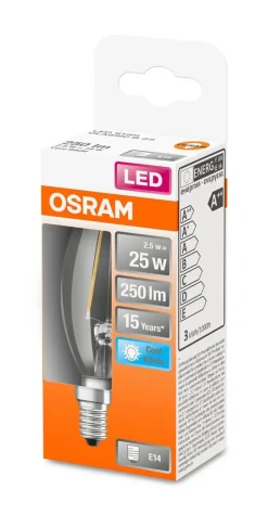 Osram Lamput Ja Valaisintarvikkeet*LED kynttilälamppu 2,5W/840 230V FIL E14 FS1