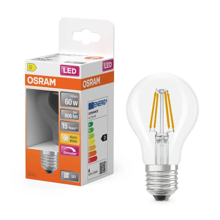 Osram Lamput Ja Valaisintarvikkeet*LED Superstar Classic A 60 Fil. DIM 5.9W 827 Clear E27