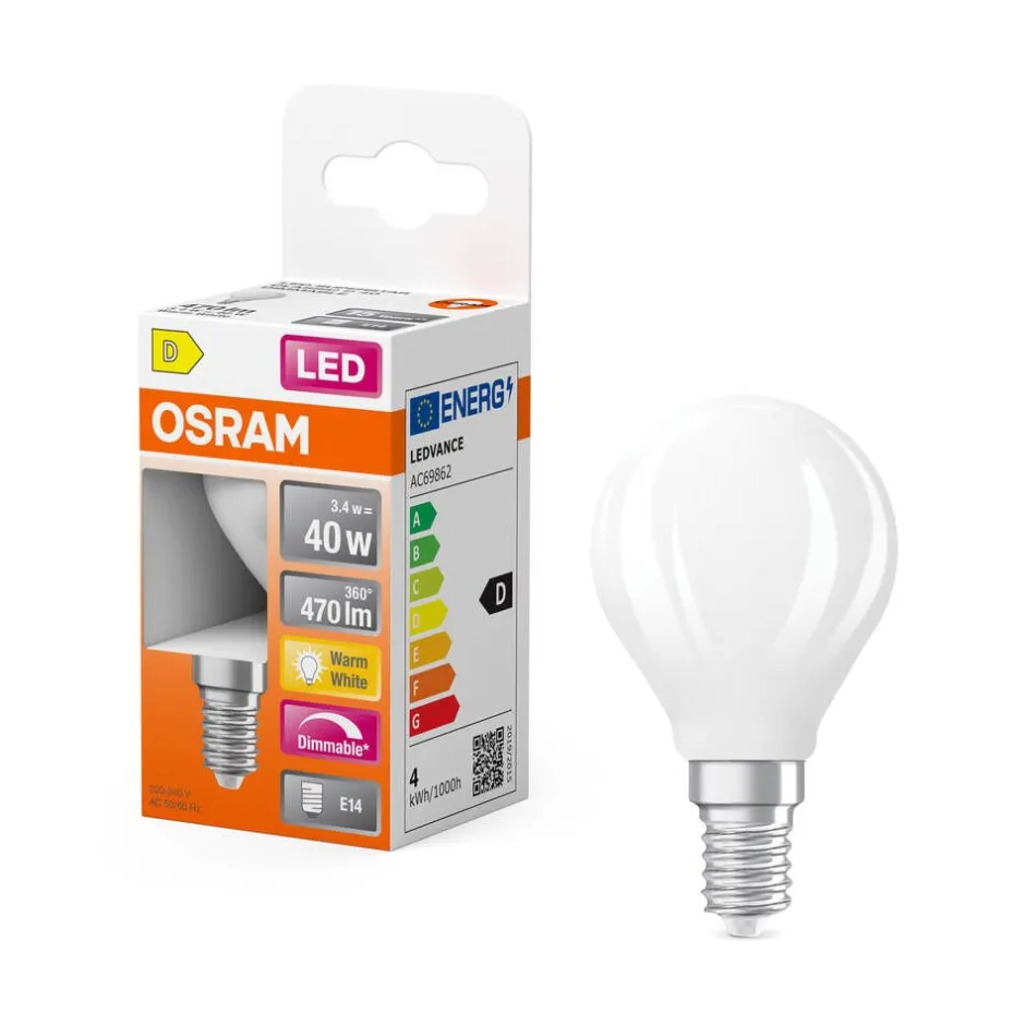 Osram Lamput Ja Valaisintarvikkeet*LED Superstar Classic P 40 Fil. DIM 3.4W 827 Frosted E
