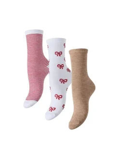 Pieces Sukat Ja Sukkahousut*sukat PCJopi Xmas Glitter 3-Pack Box Tawny port 3-pack