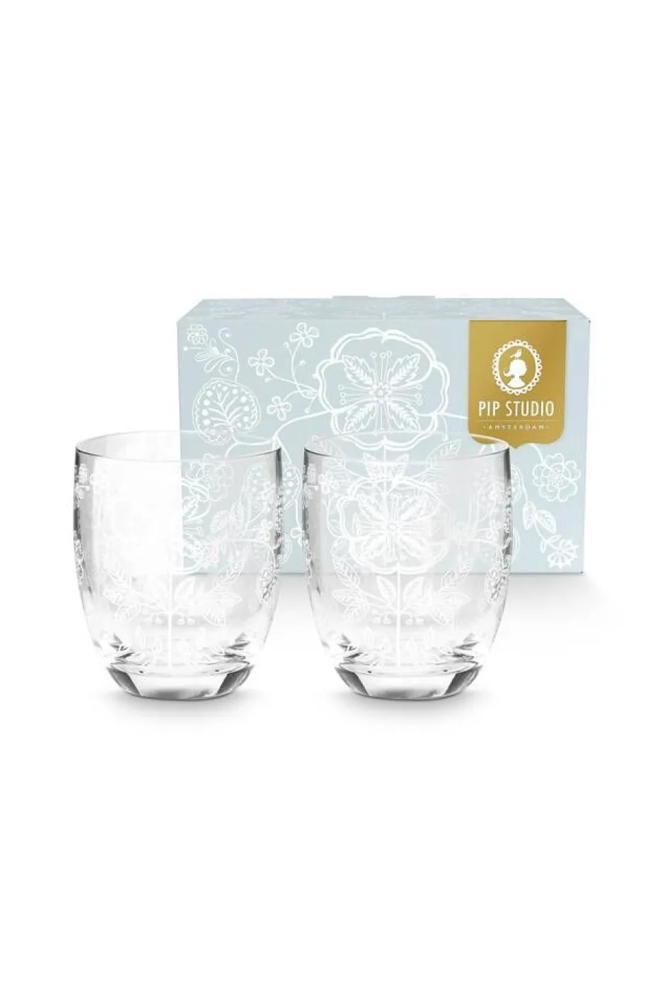Pip Studio Astiat*juomalasi Flower White 280 ml 2 kpl