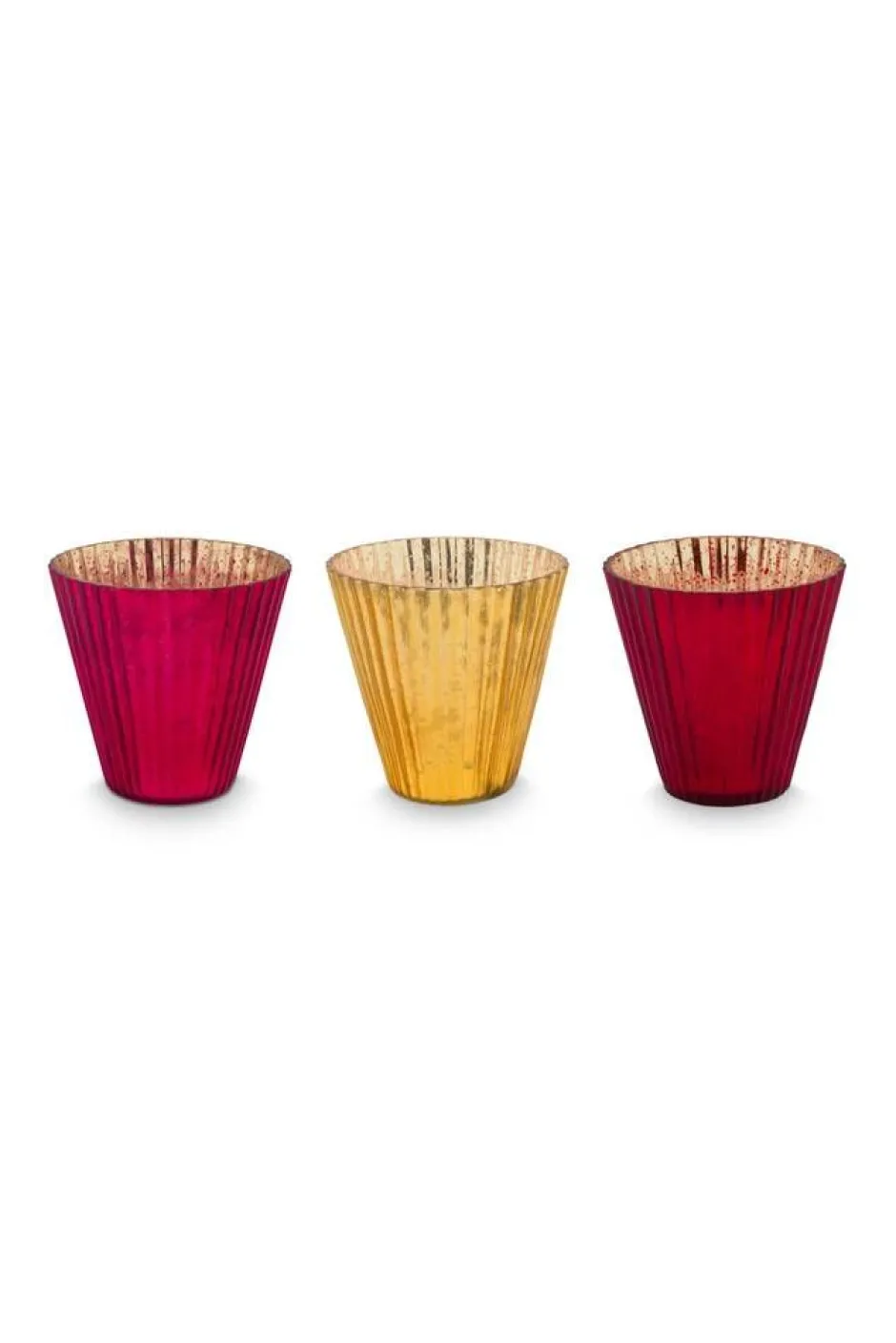 Pip Studio Lyhdyt Ja Kynttilänjalat*kynttilälyhty Glass 10x10,5 cm 3 kpl Red 3 kpl